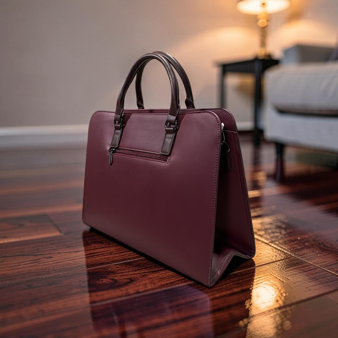 Bagco Unisex Leather Laptop/Handbag in Burgundy