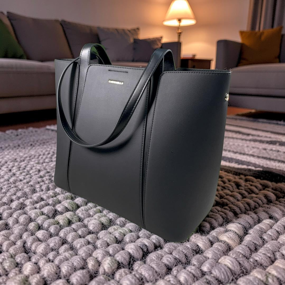 Chrisbella Leather Large Bag in Black