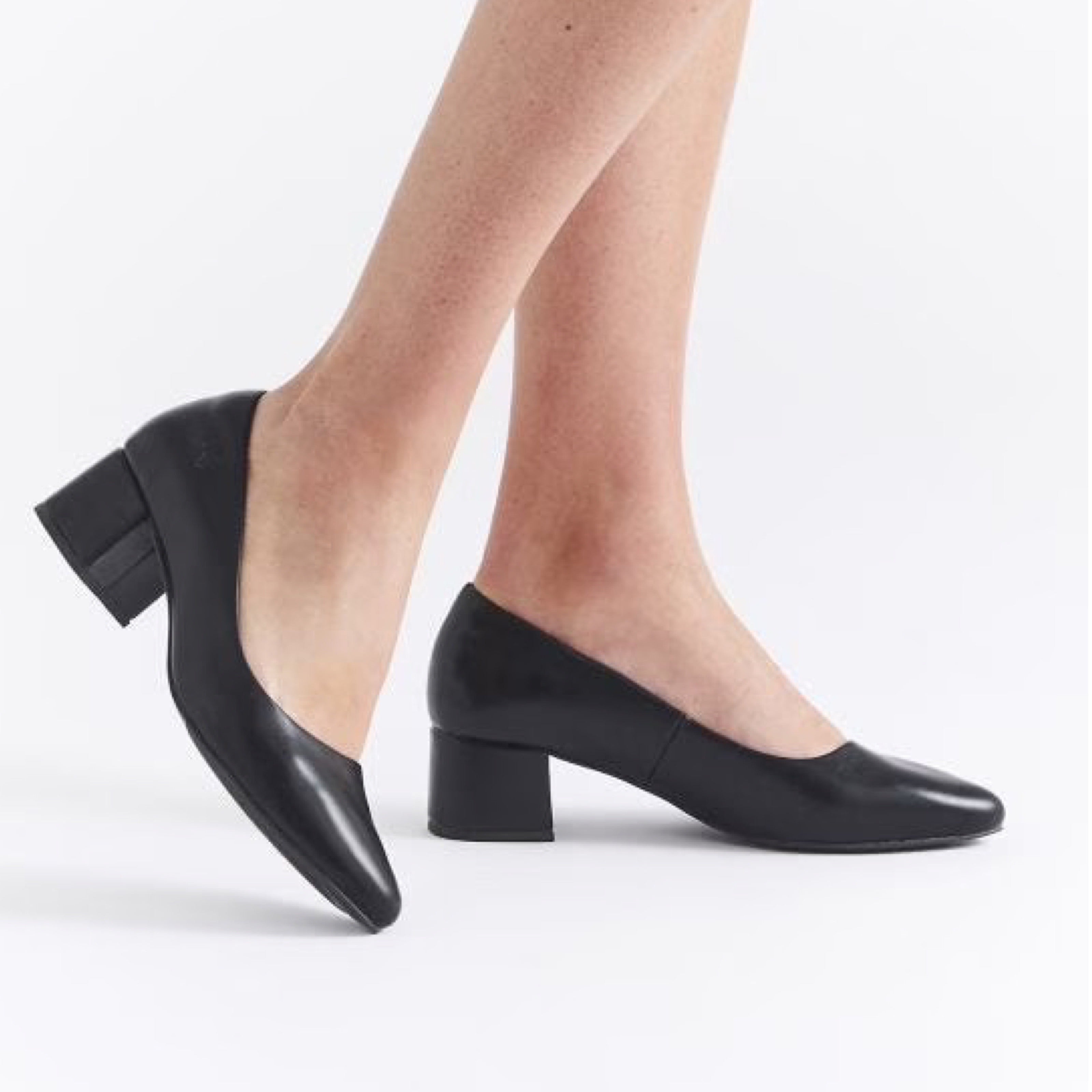 Damart Leather Block Heel Pump in Black