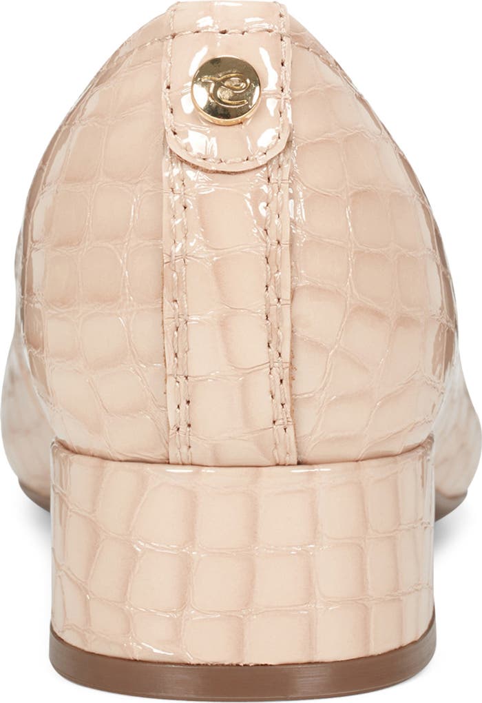 Easy Spirit Faux Croc Block Heel Pump in Beige