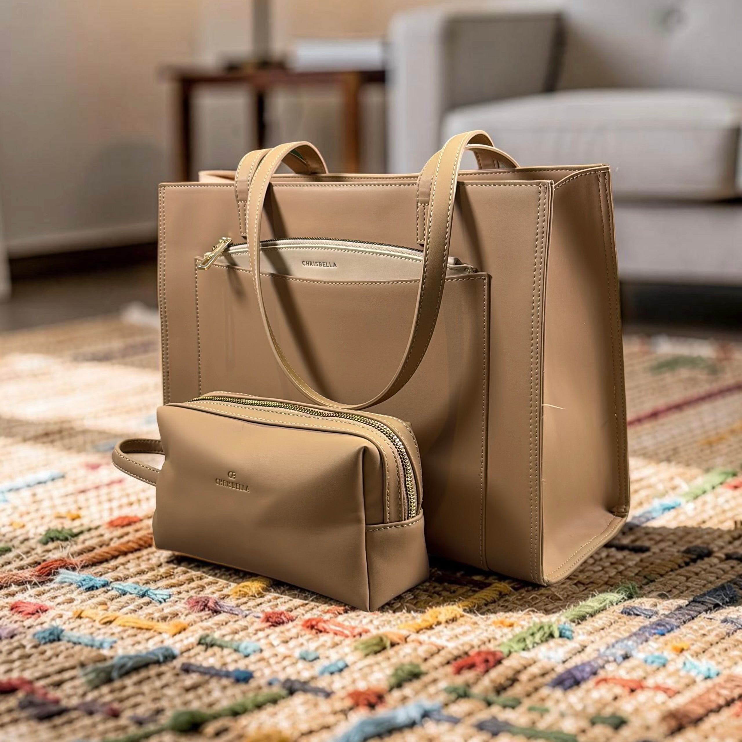 Chrisbella 3-in-1 Shoulder Bag in Beige