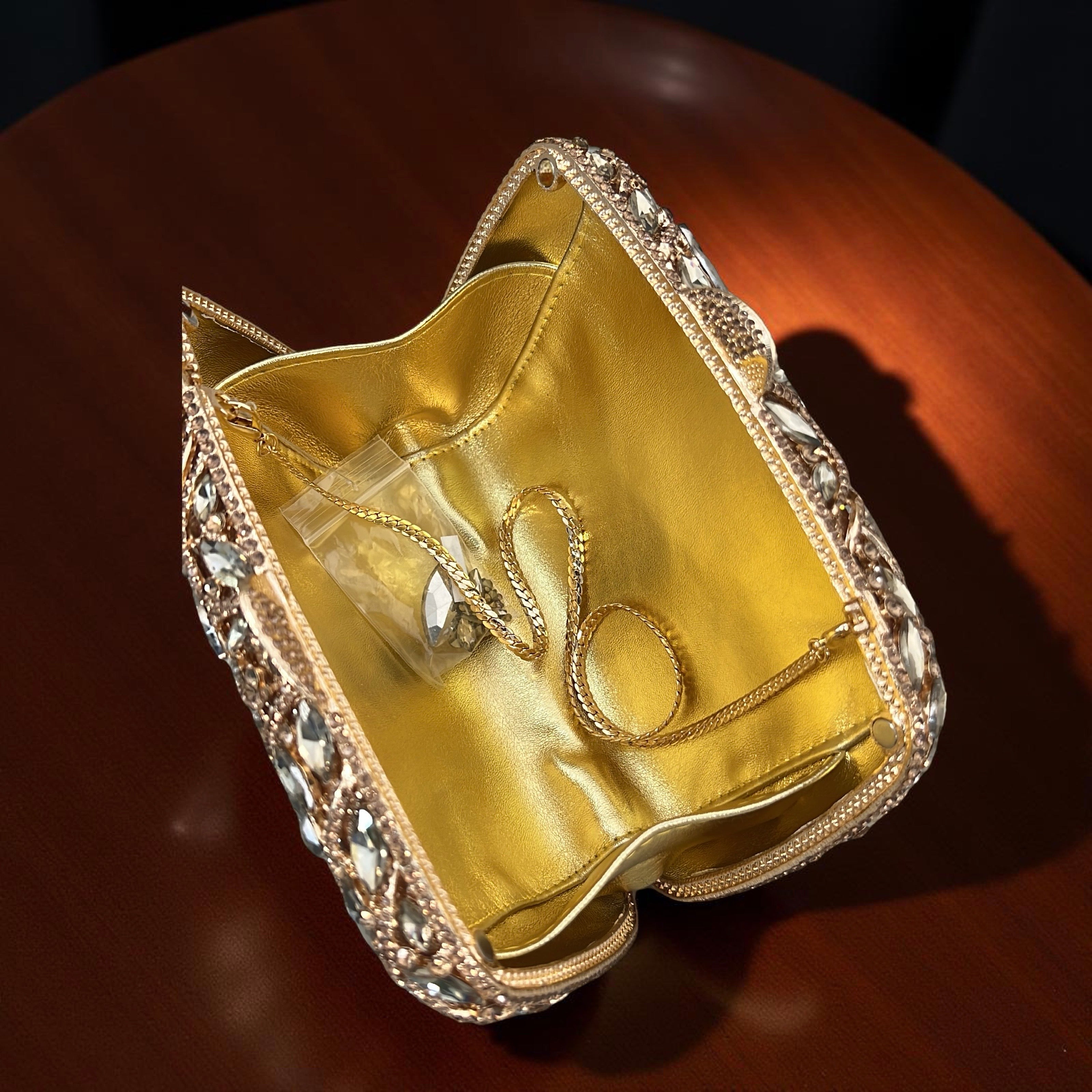 Verona Glam Clutch Purse with Crystals in Gold