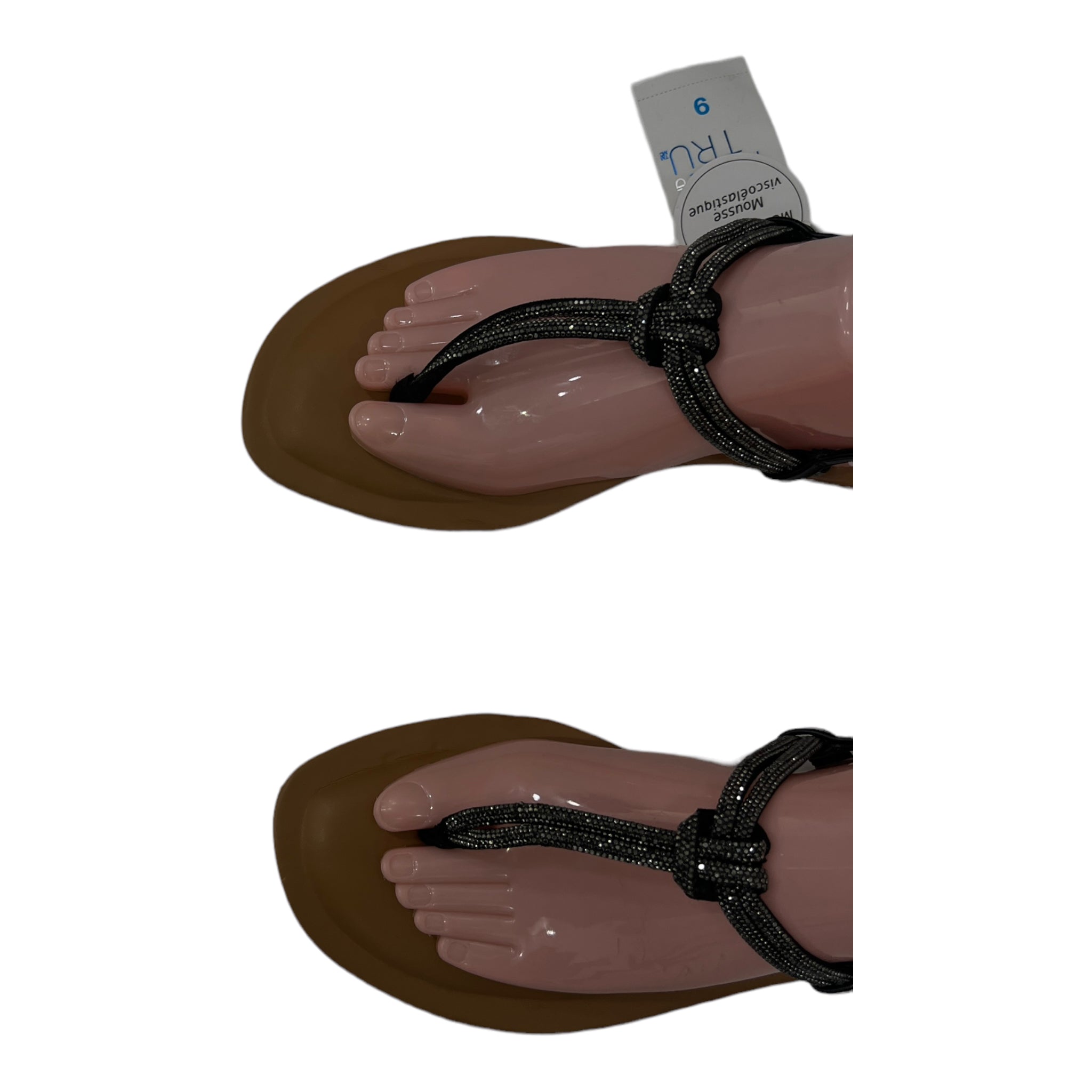 TIME & TRUE TOE THONG EMBELLISHED STRAP SANDAL IN WHITE