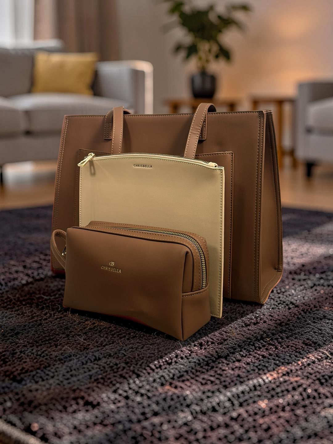 Chrisbella 3-in-1 Shoulder Bag in Brown