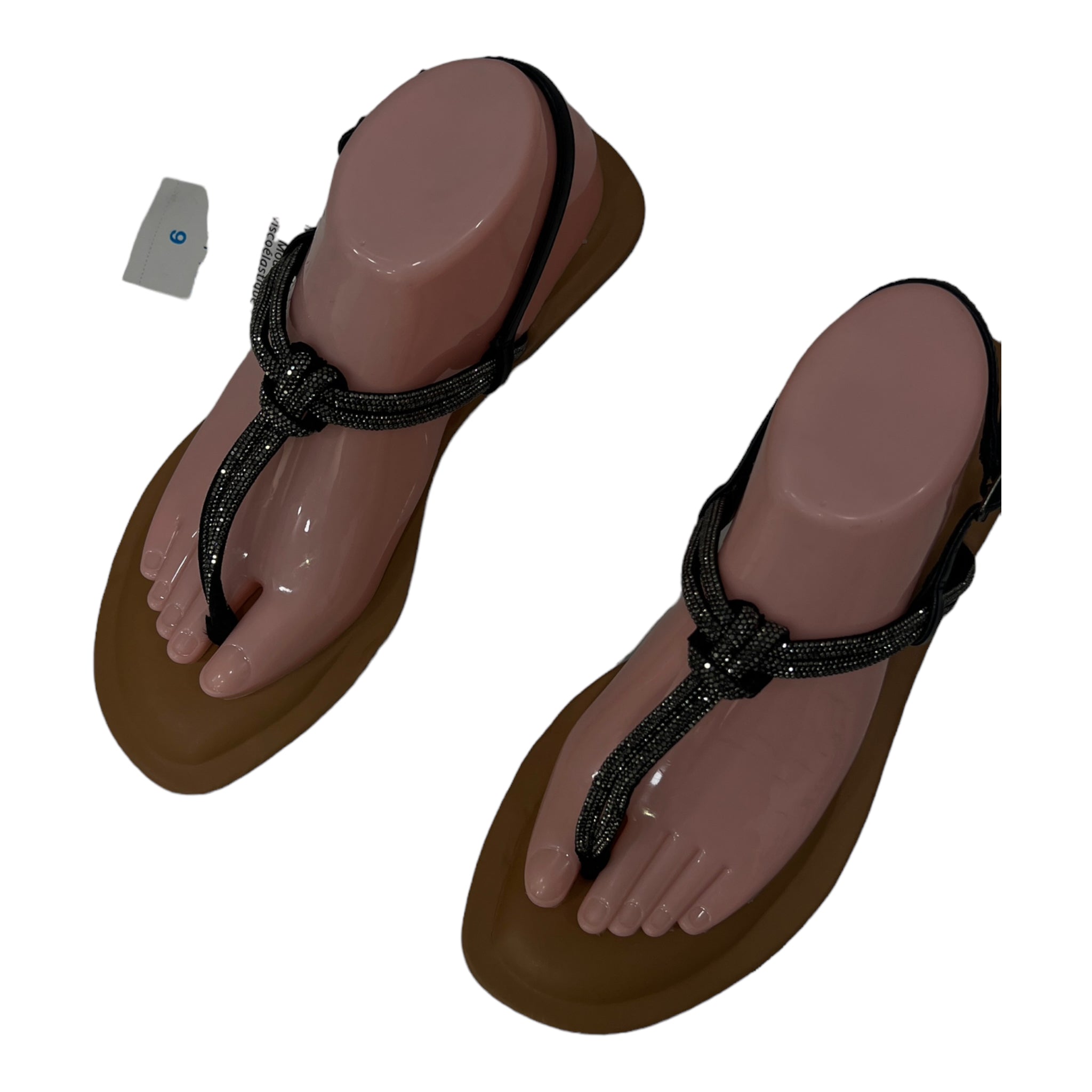 TIME & TRUE TOE THONG EMBELLISHED STRAP SANDAL IN WHITE