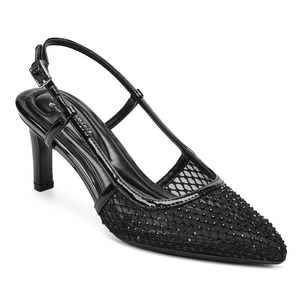 Easy Spirit Mesh Slingback Heels in Black
