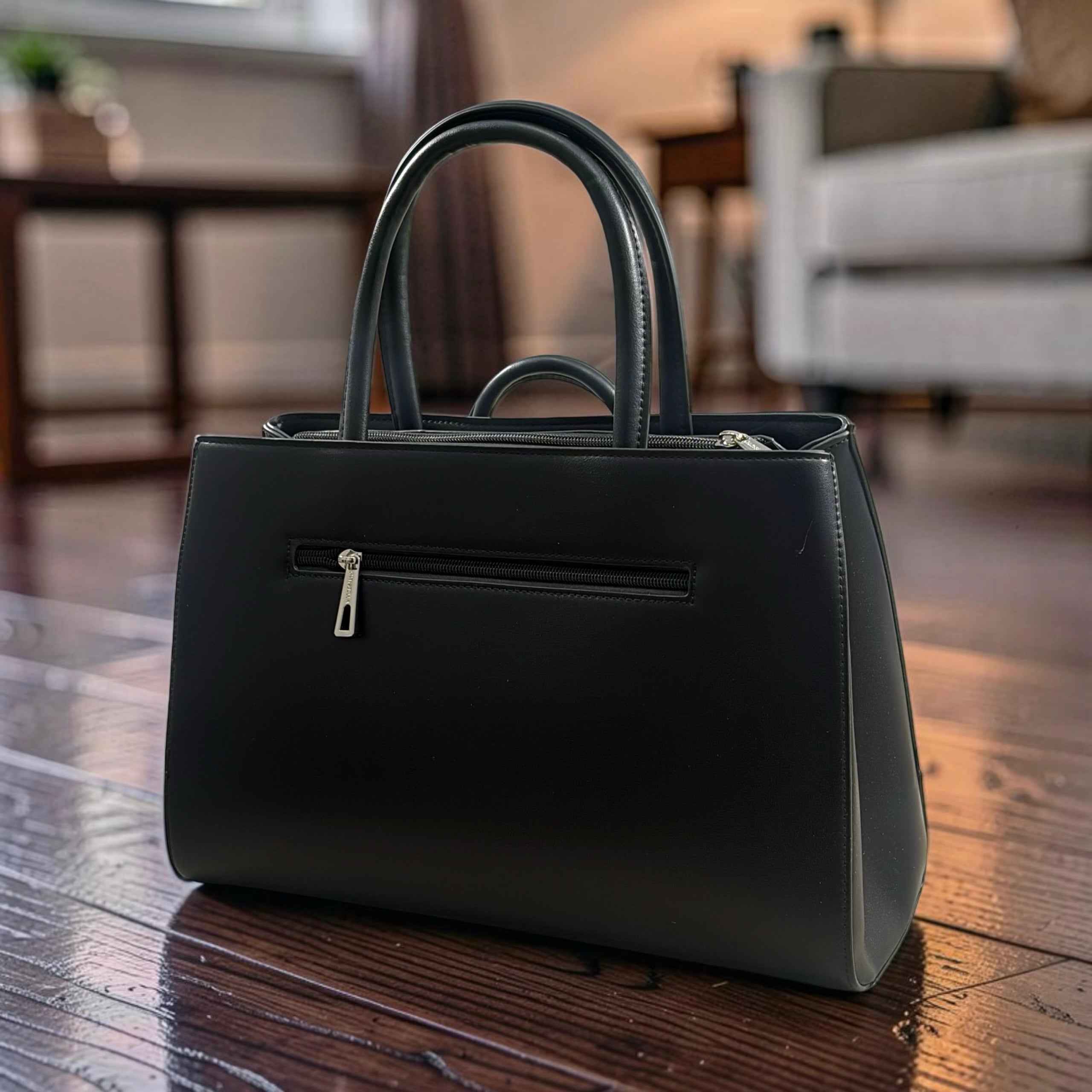 Chrisbella Buckle Detail Structured Bag in Black
