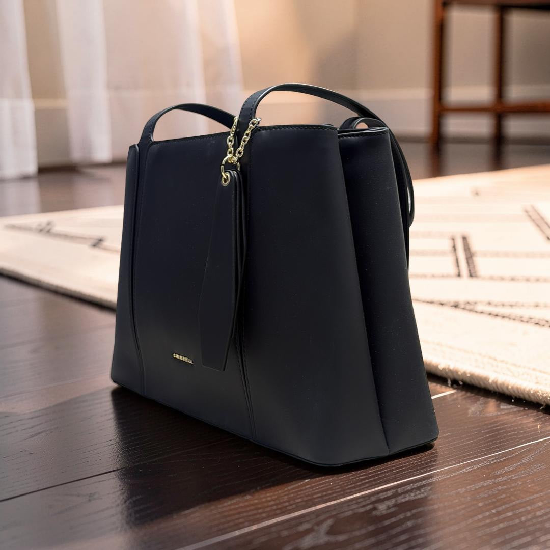 Chrisbella Dual Compartment Shoulder Bag in Black