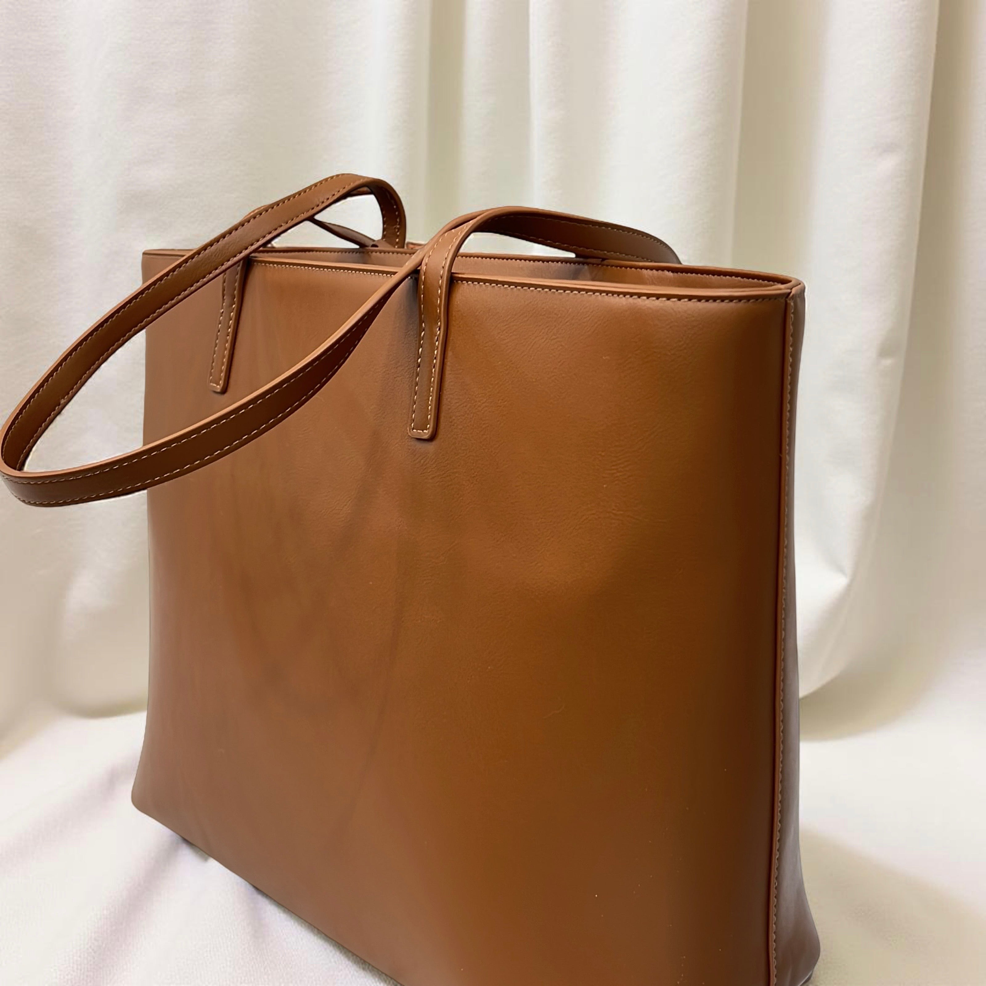 Chrisbella Two-Tone Large Tote in Tan/Beige