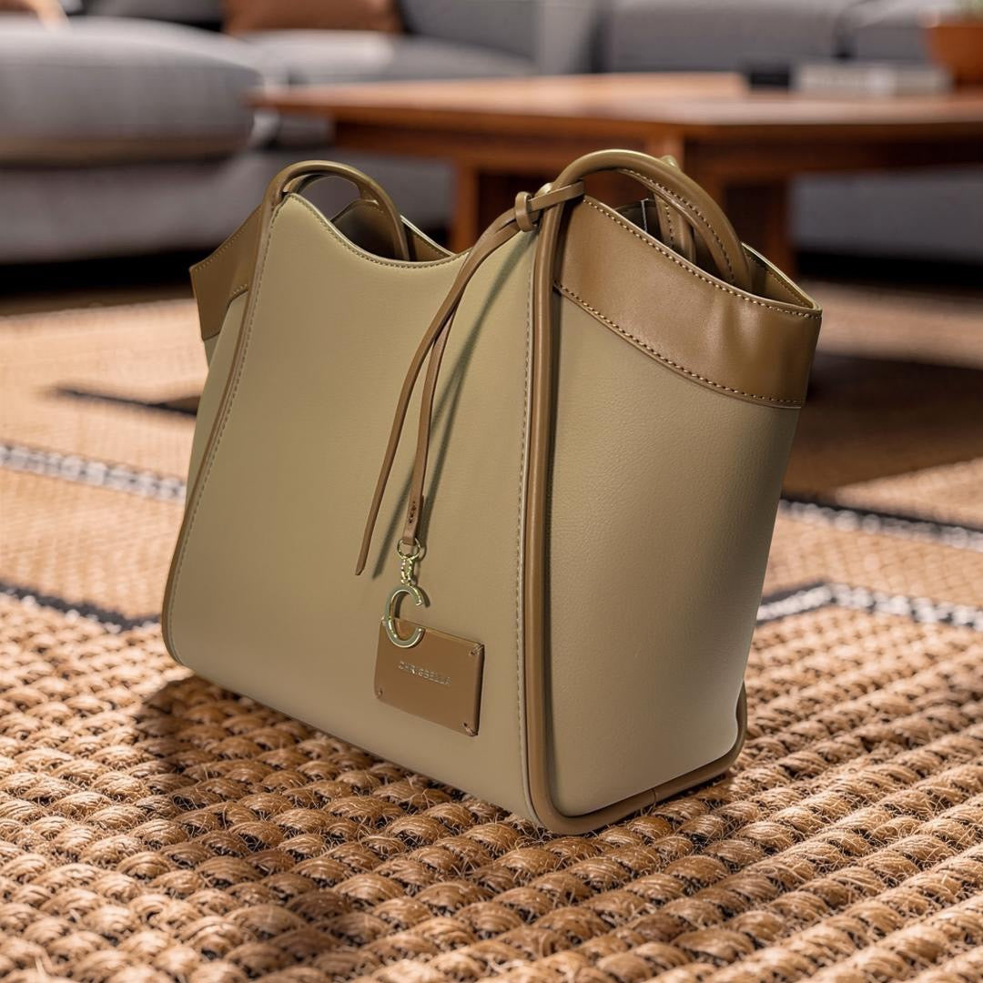 Chrisbella Tube Strap Handle Bag in Khaki