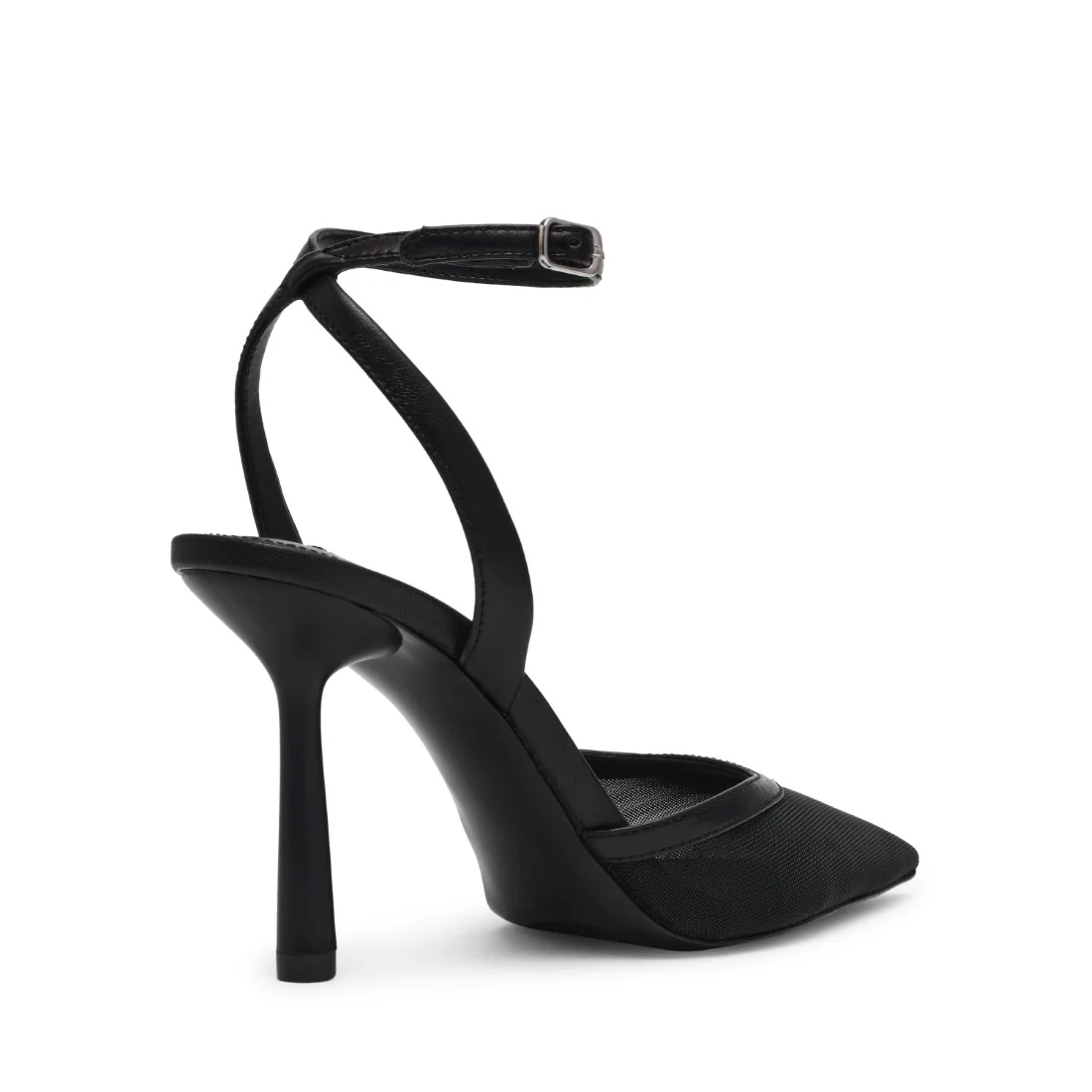 Steve Madden Mesh Pointed Toe Ankle Strap Pump In Black