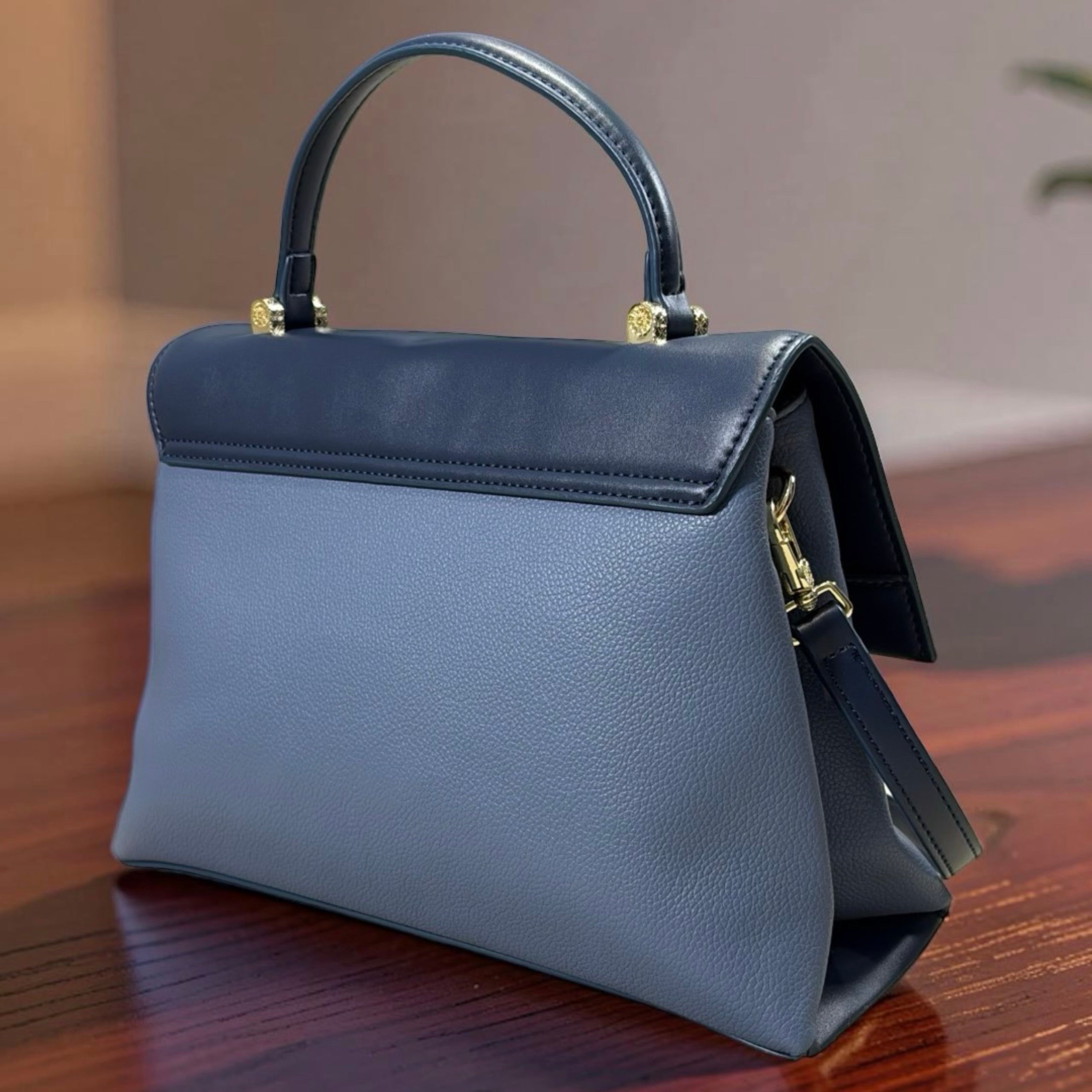Versse Top Handle Flap Closure Bag Navy