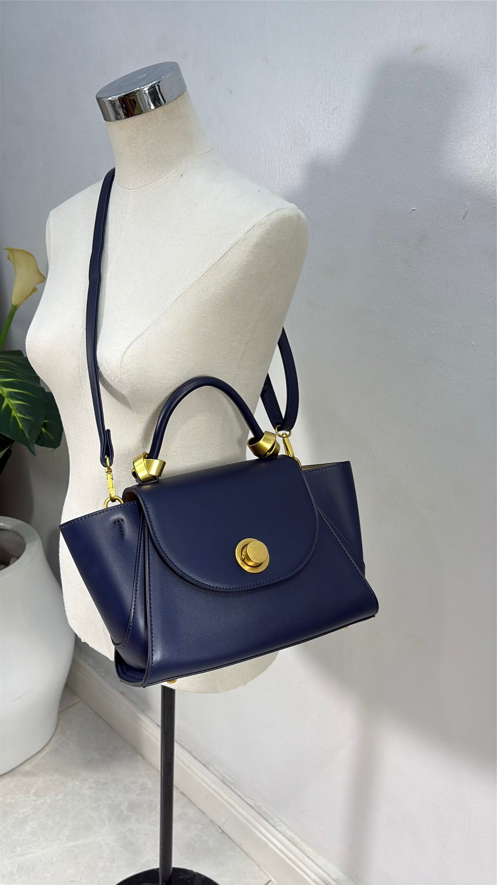 Hollley VIvi Winged Scarf Detail Bag in Navy