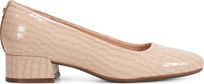 Easy Spirit Faux Croc Block Heel Pump in Beige