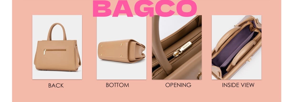 BAGCO H-DETAIL TOP HANDLE WINGED HAND BAG IN BEIGE