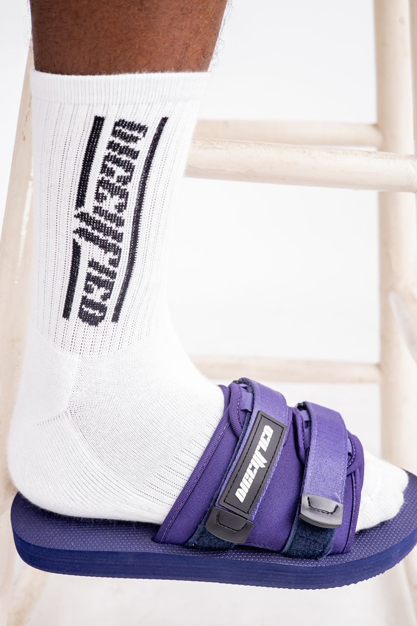 Diceyfied Essentials Velcro Logo-Detail Unisex Slide in Purple