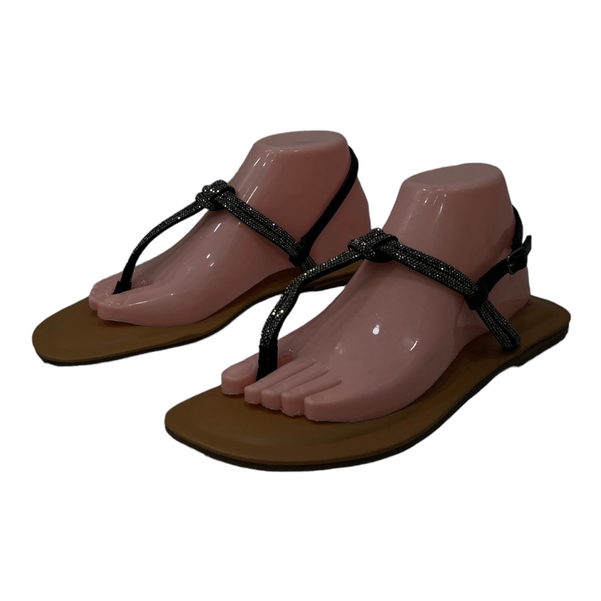 TIME & TRUE TOE THONG EMBELLISHED STRAP SANDAL IN WHITE