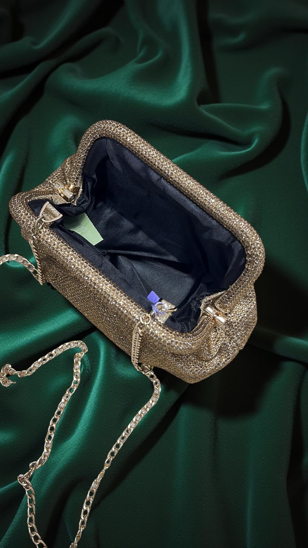 Oval Top Pouch Clutch Purse in Gold