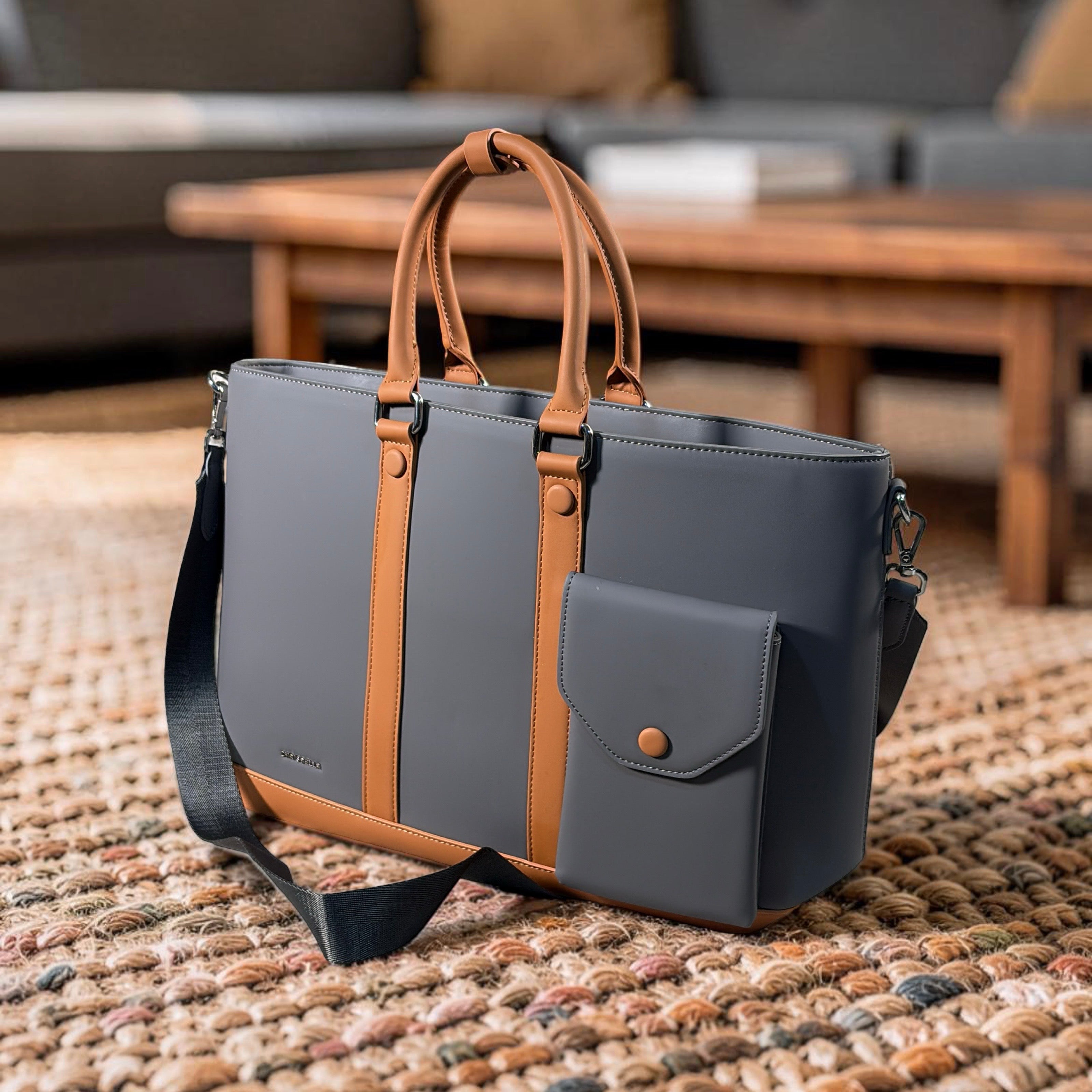 Chrisbella Large Phone-Pocket Bag in Grey