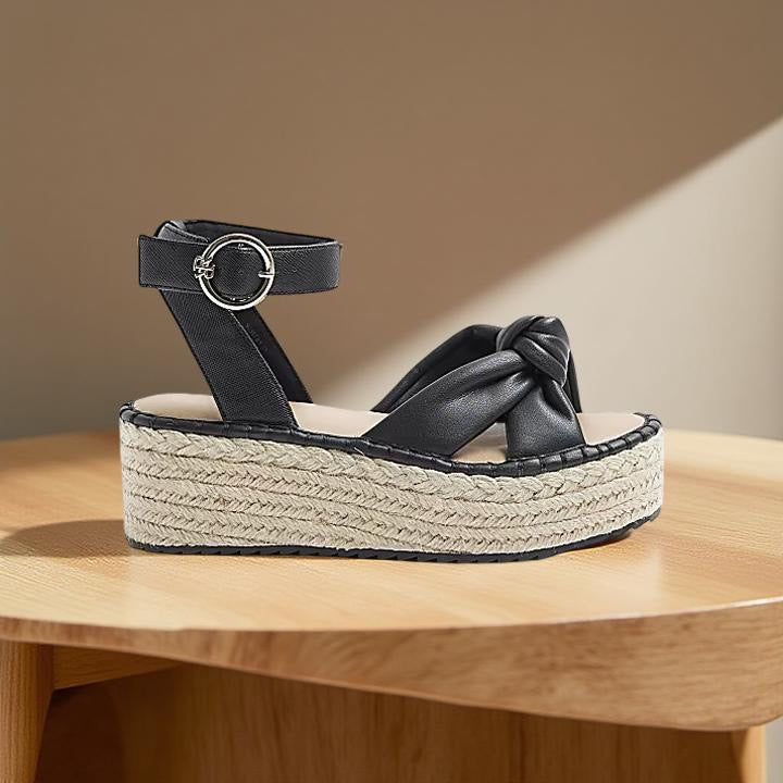 River Island Knot Wedge Sandal in Black