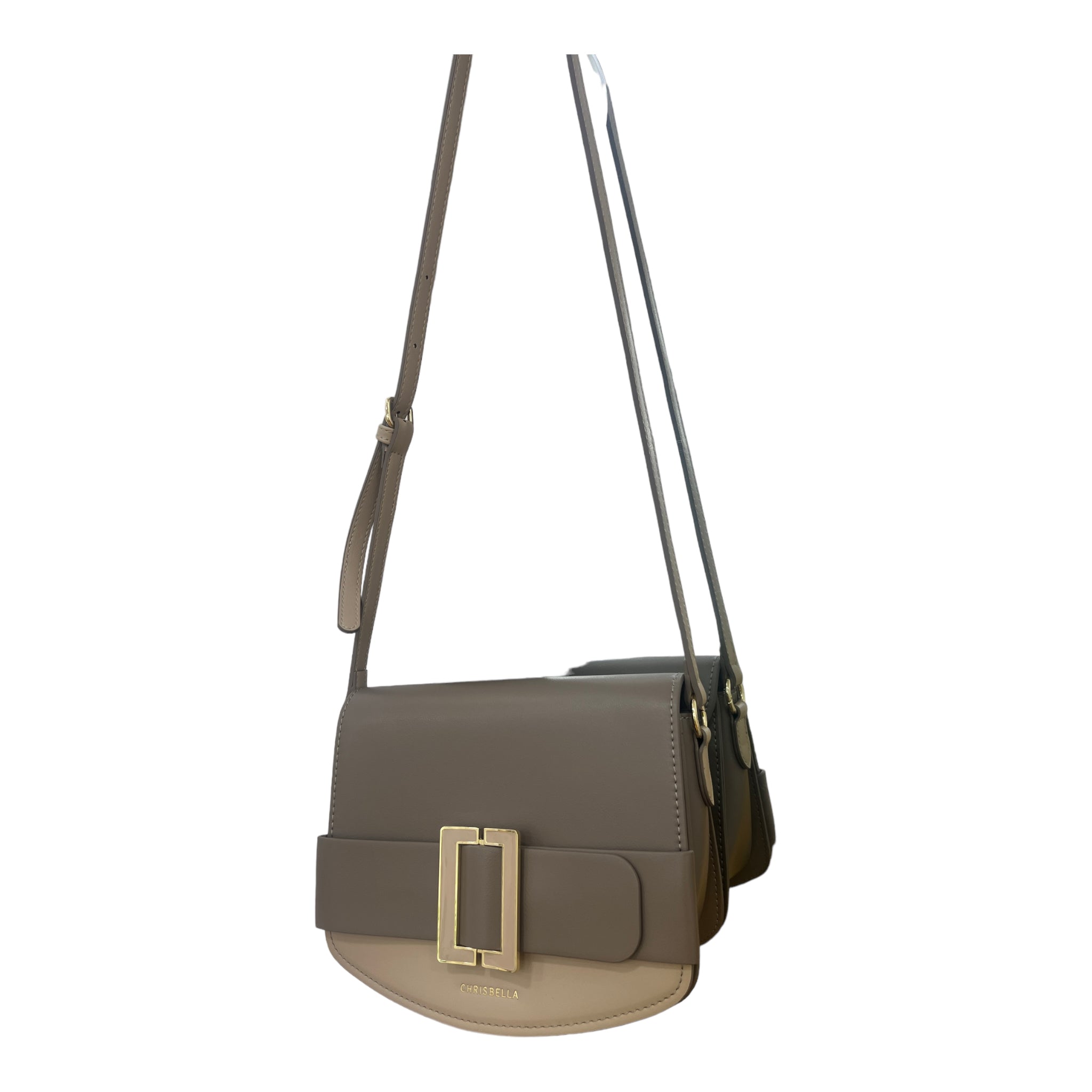 CHRISBELLA TWO-TONE BELT DETAIL BAG IN MUD