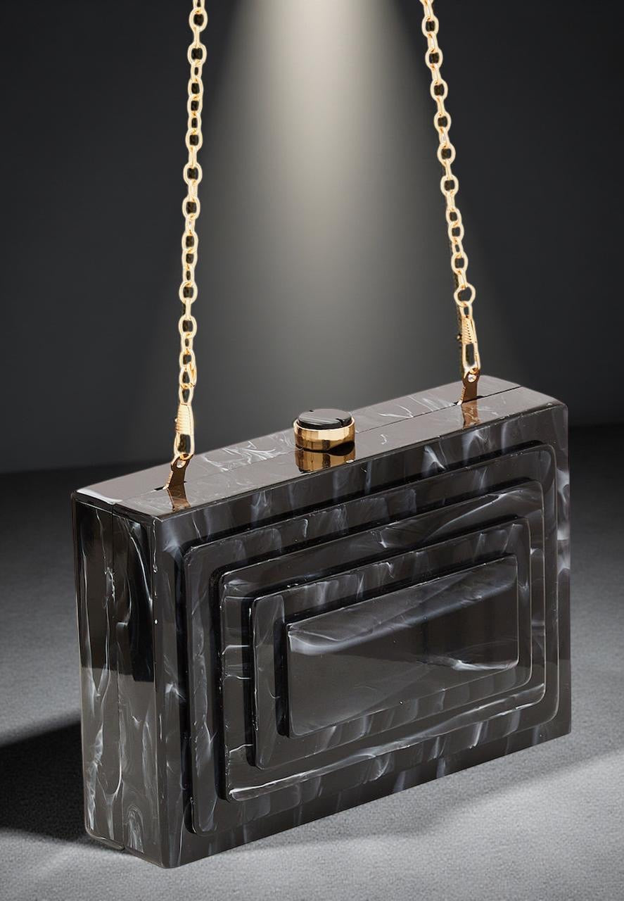Acrylic Rectangular Clutch Purse in Black