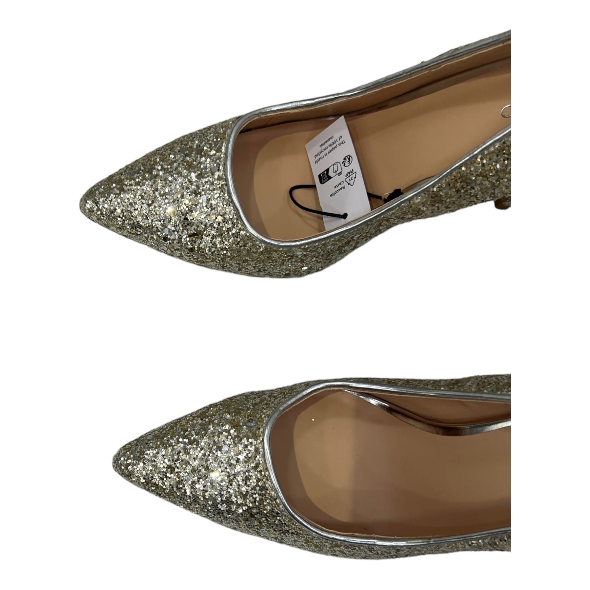 EVEN & ODD GOLD SHIMMER POINTED TOE HEELS