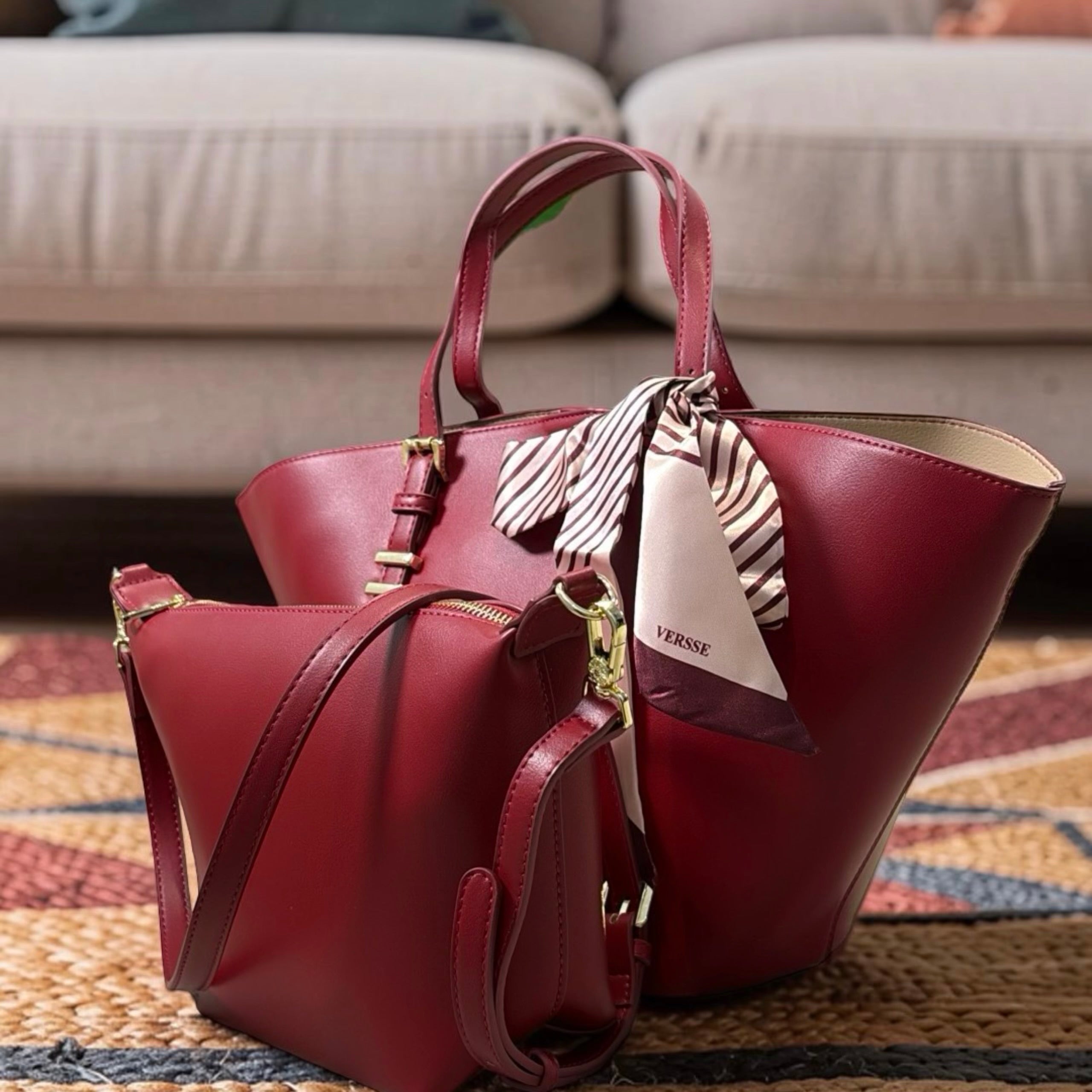 Versse Trapeze Handbag in Wine