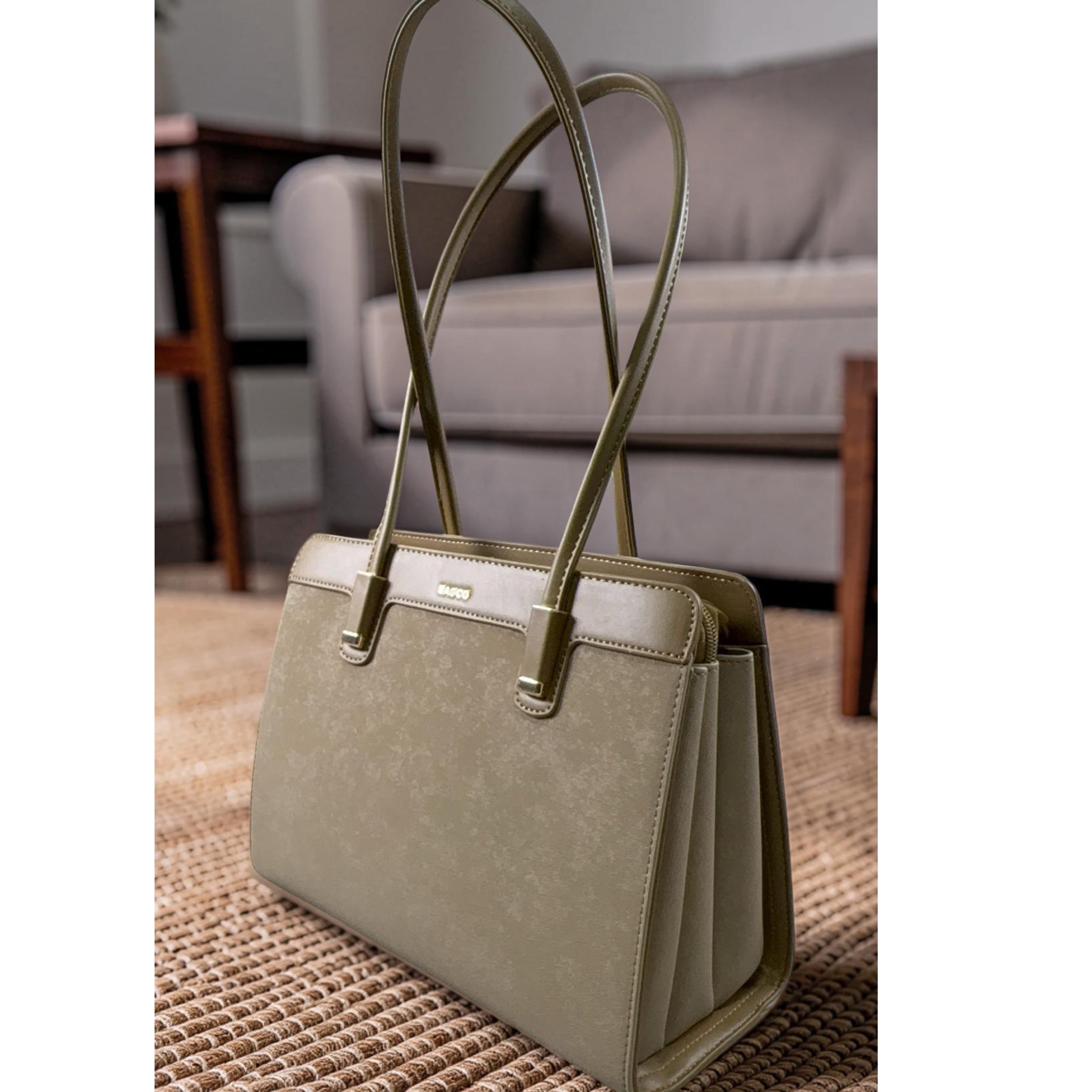 Bagco Long Handle Monochrome Bag in Khaki