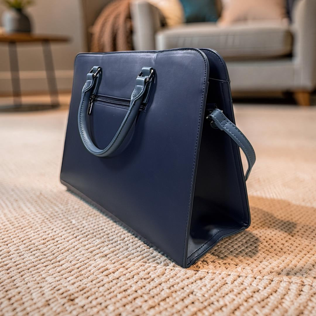 Bagco Unisex Leather Laptop/Handbag in Navy