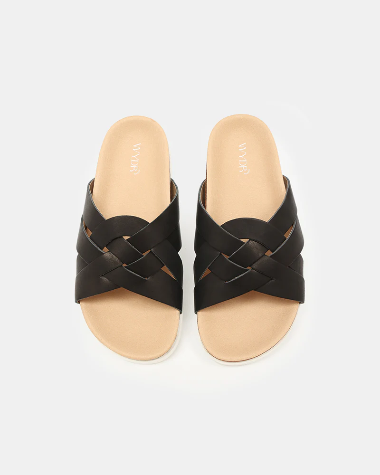 Wydr Studios Cross Strap Slide in Black