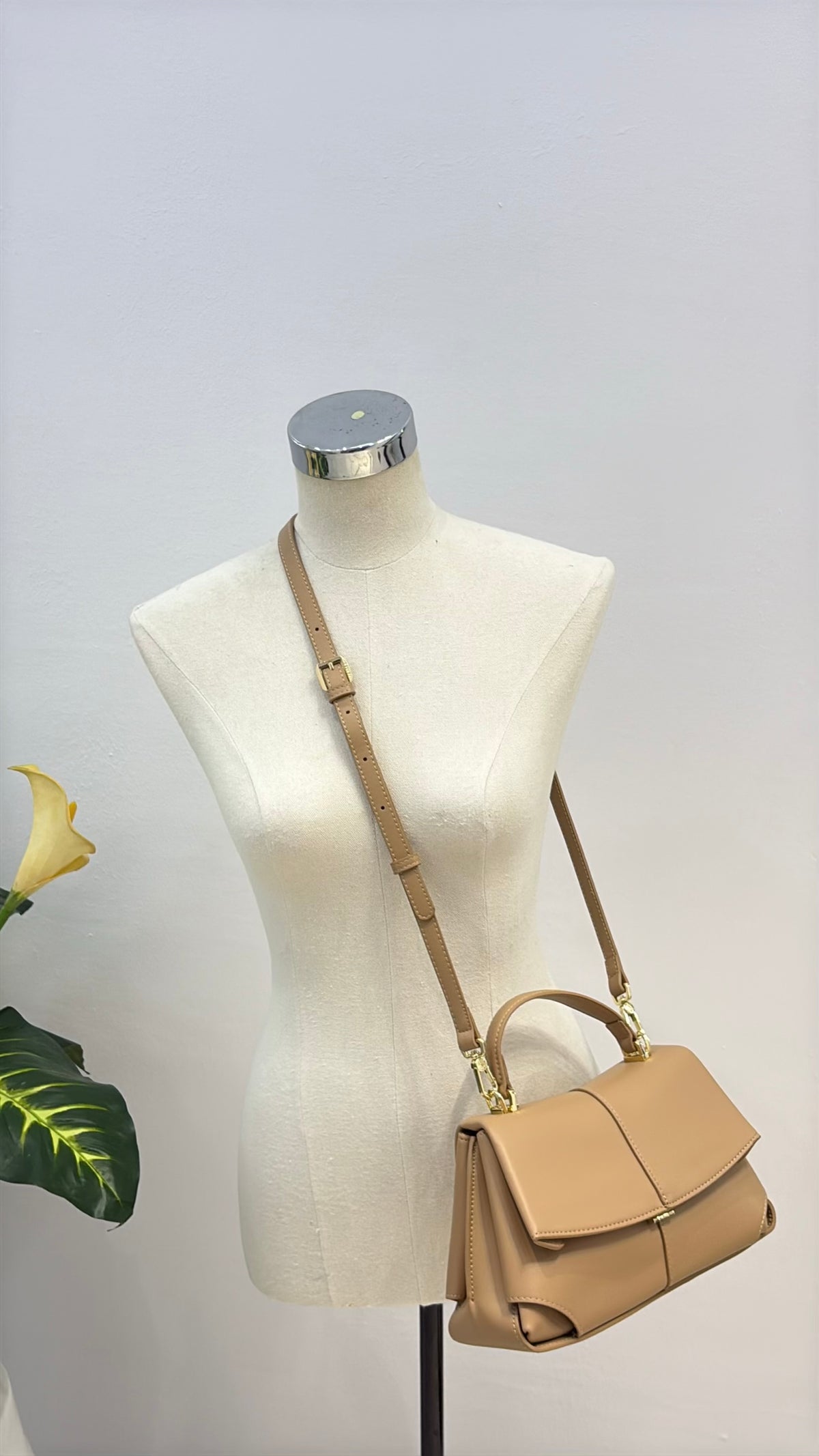 Versse Top Handle Small Bag in Beige