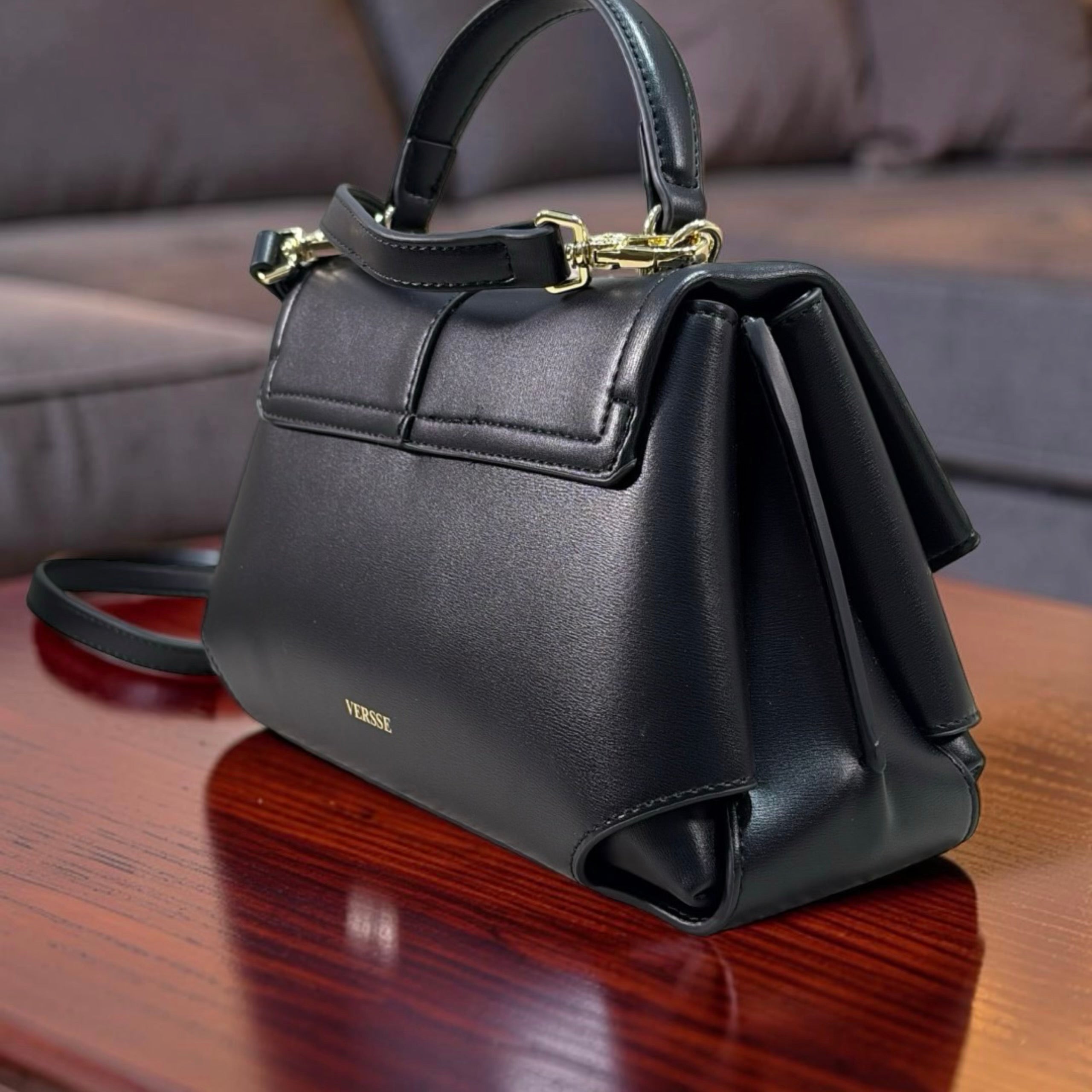 Versse Top Handle Small Bag in Black