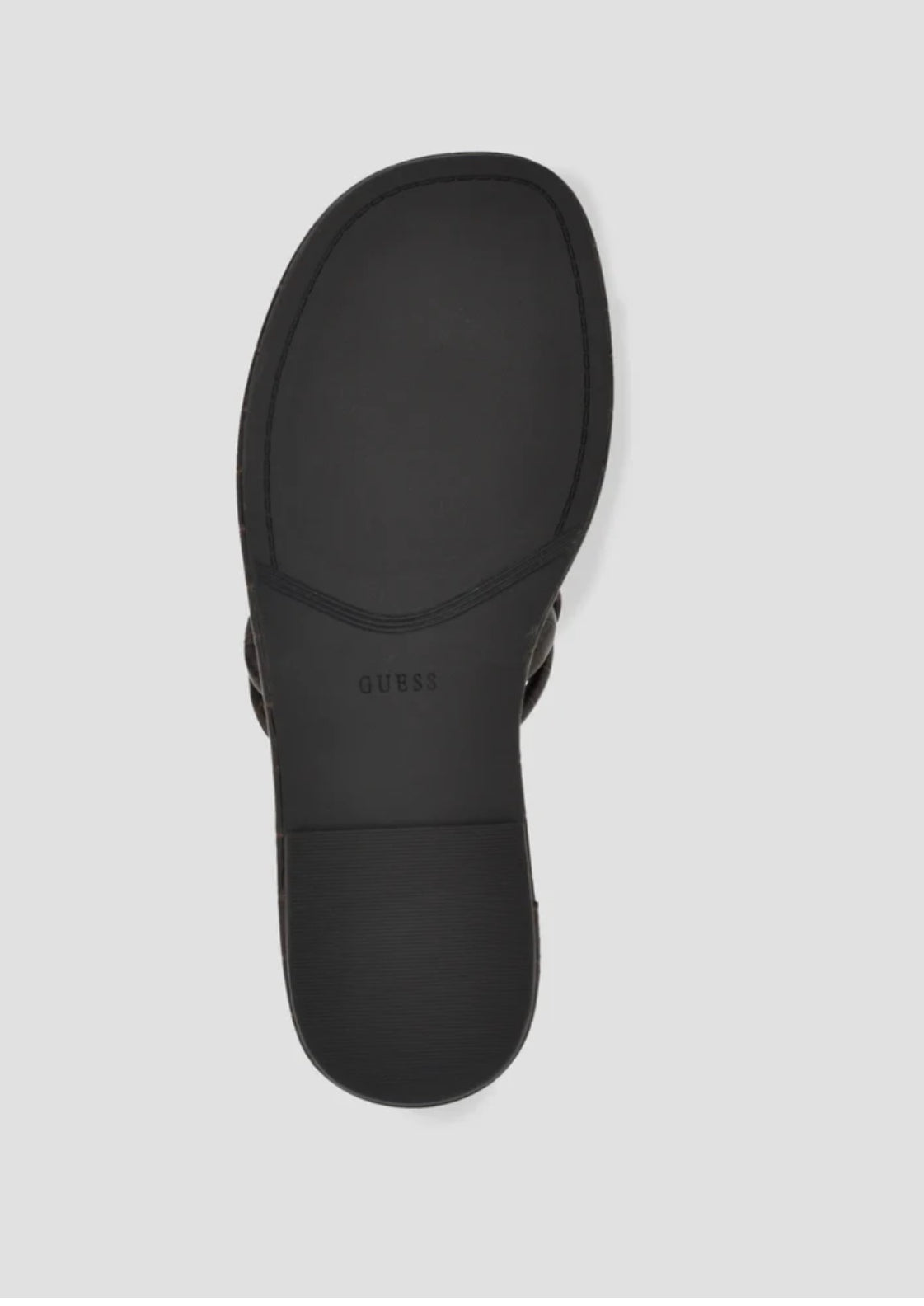 Guess Faux Croc Skin Leather Slippers in Dark Brown