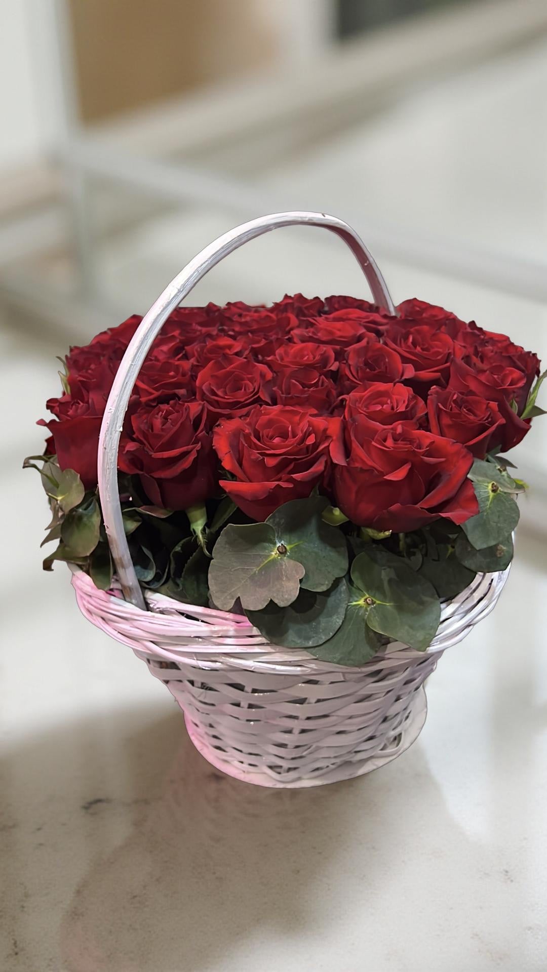 Fresh Red Rose Basket