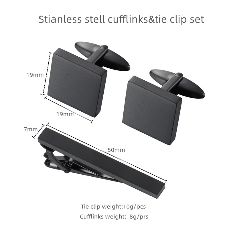 MATTE BLACK CUFF LINKS & TIE PIN