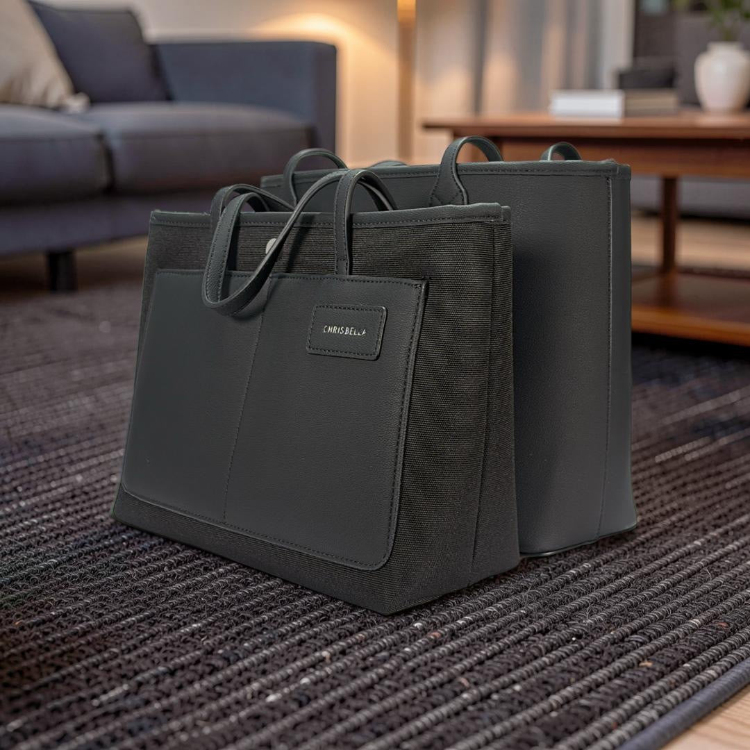 Chrisbella 2-in-1 Classic Tote in Black