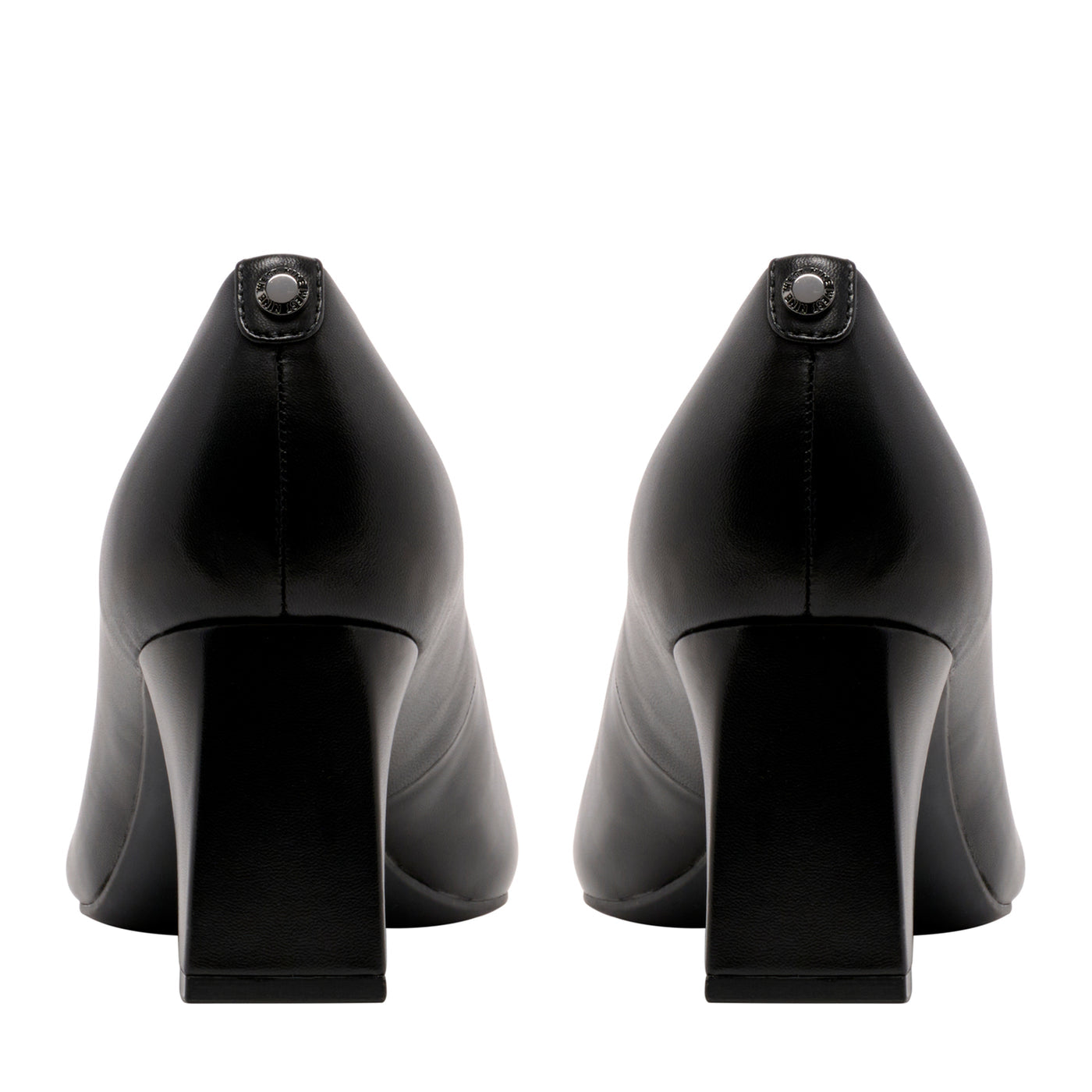 Nine West Leather Pointed Toe Block Heel Pump in Black