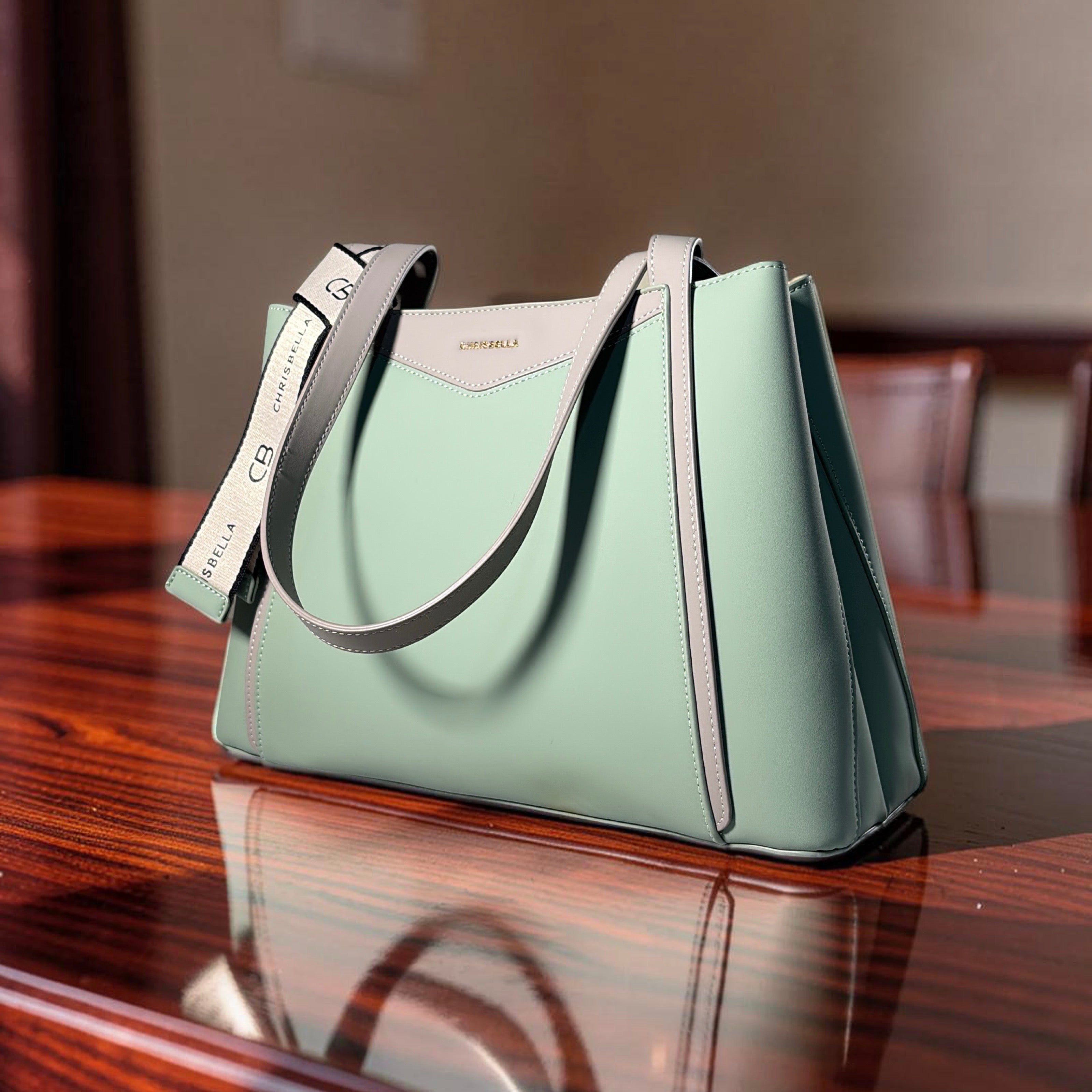 Chrisbella 2-in-1 Contrast Color Shoulder Bag in Lime