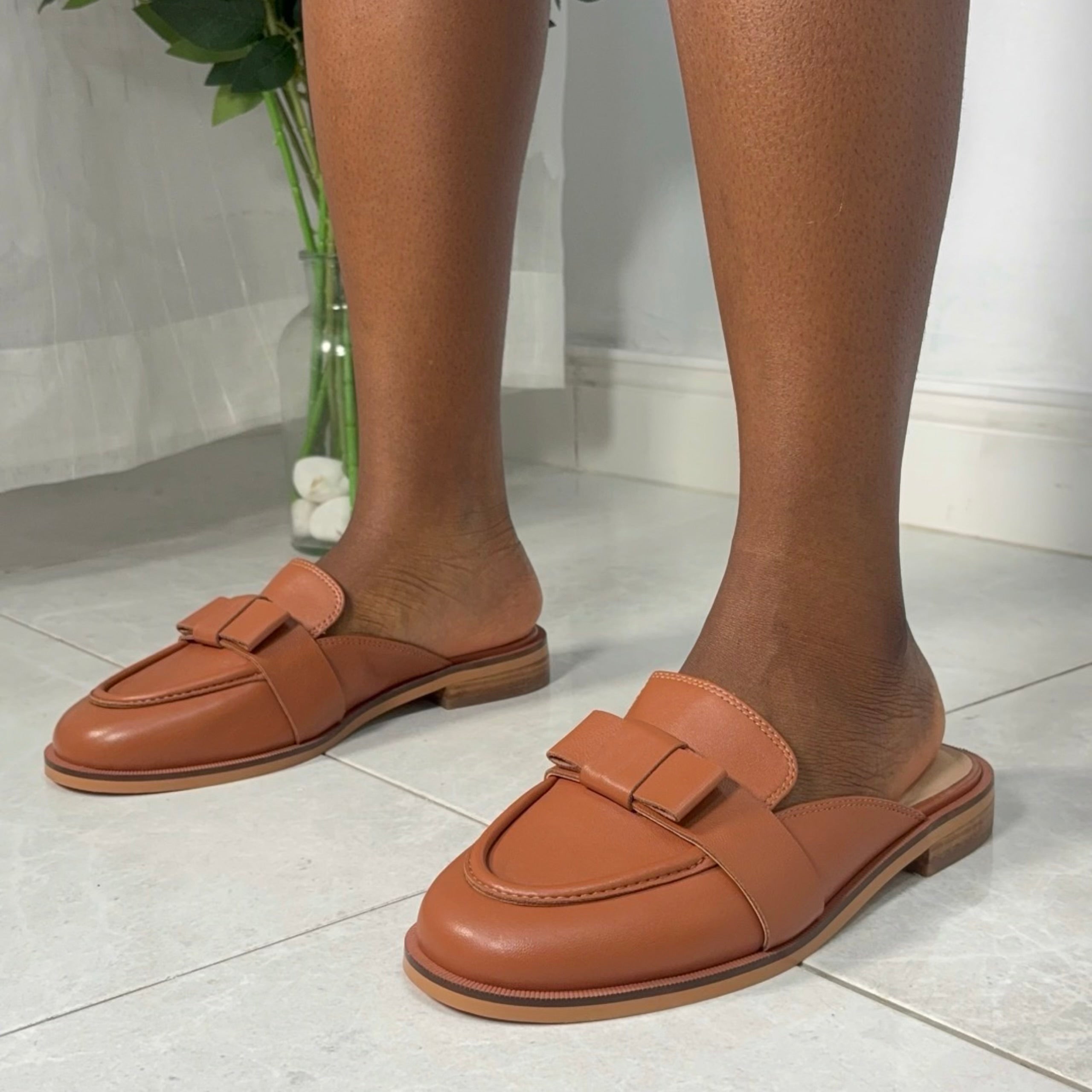 Wyder Studios Loafer Flat Mule in Brown