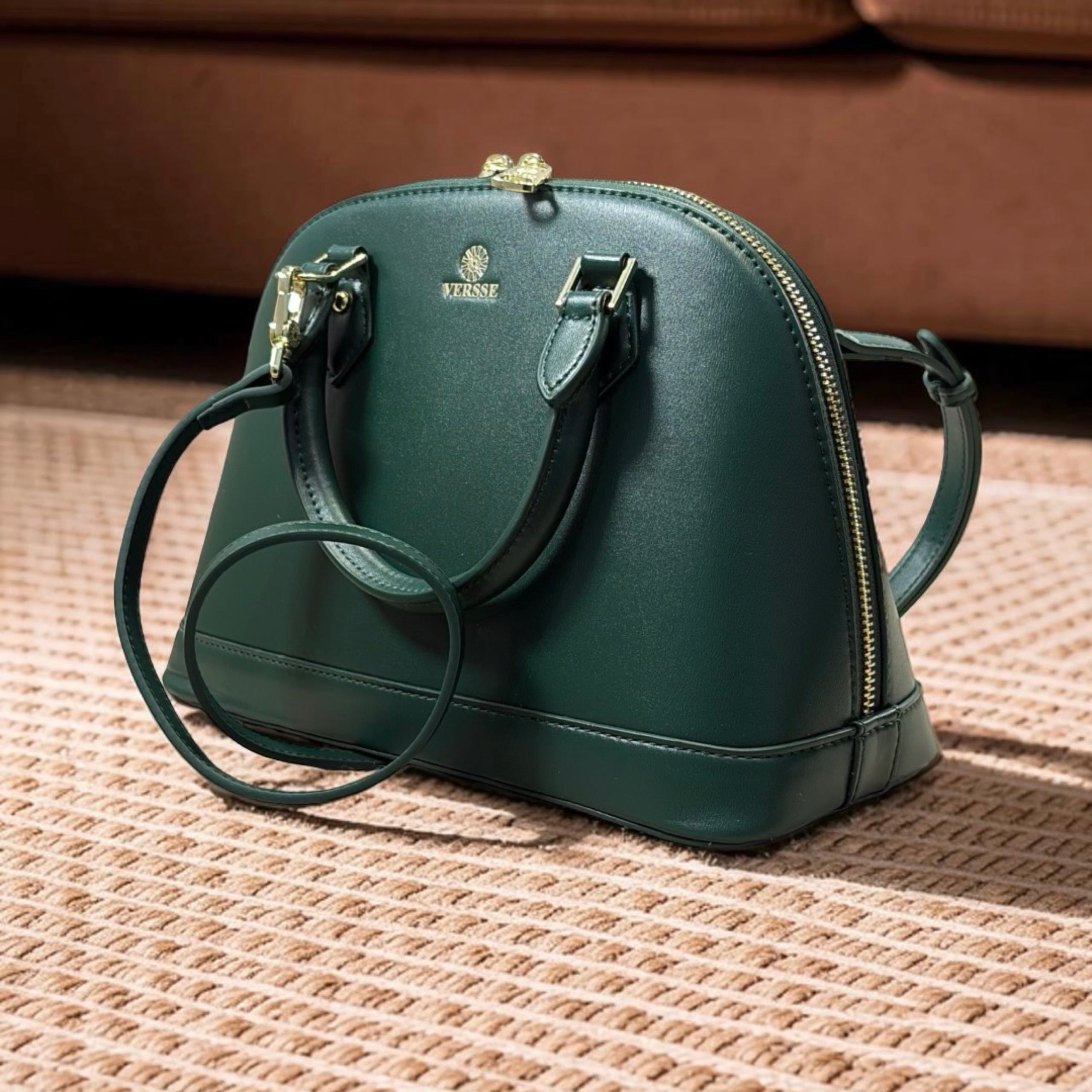 Versse Oval Top Handbag in Green