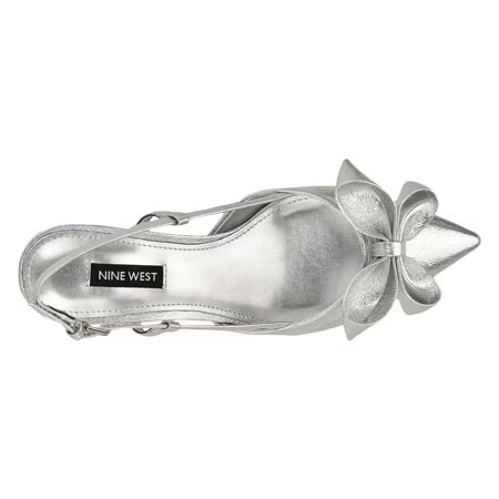 Nine West Bow Detail Slingback Heels in Silver