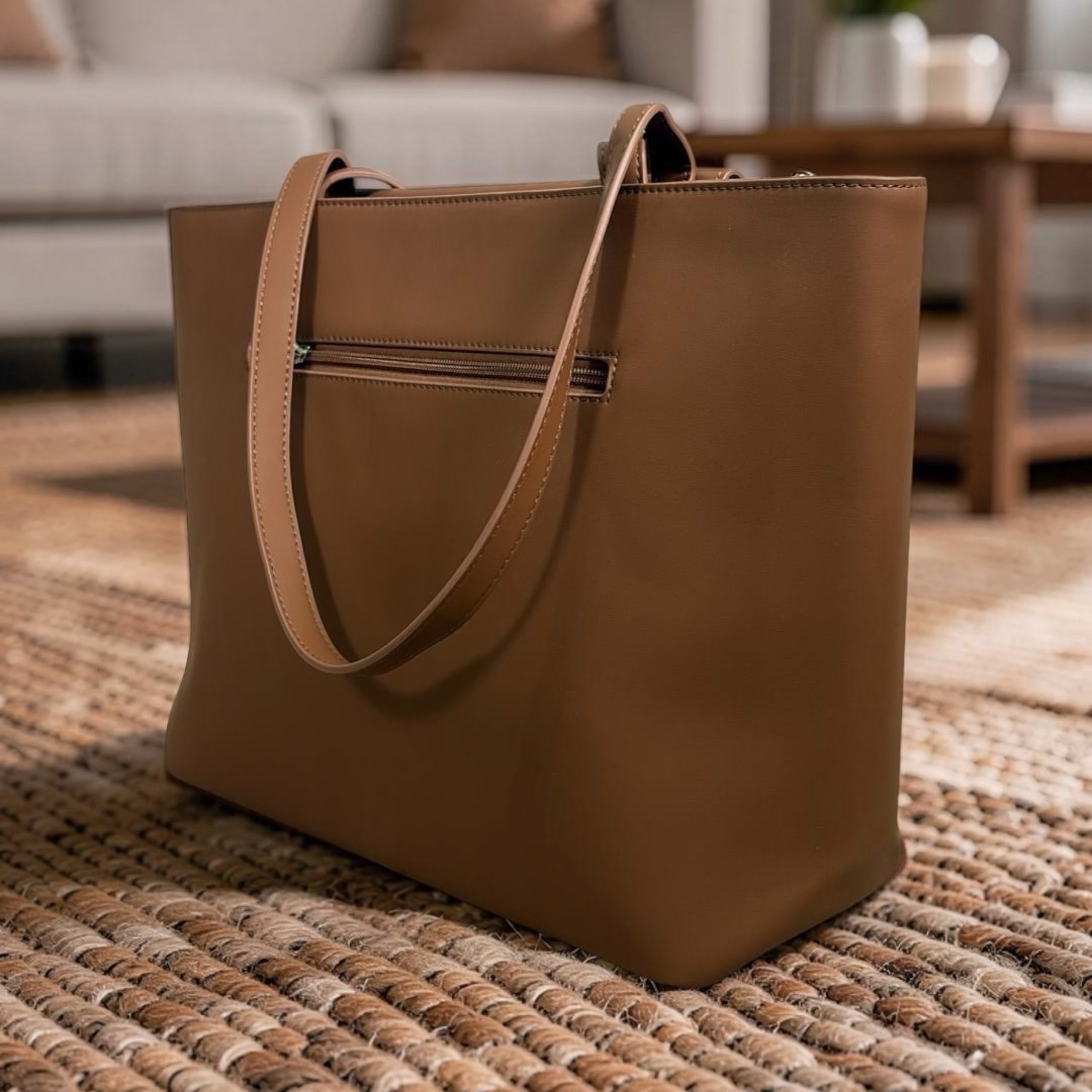 Chrisbella Large Contrast Shoulder Bag in Brown