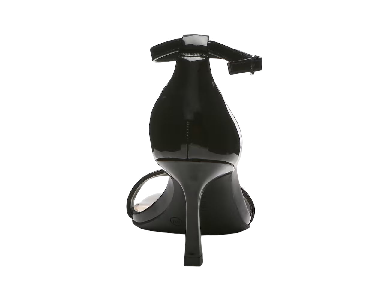 KELLY & KATIE BLACK PATENT ANKLE STRAP BARELY THERE SANDAL