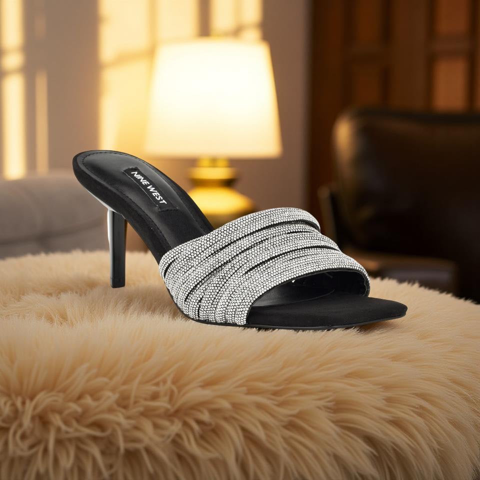 Nine West Embellished Strap Mule in Black