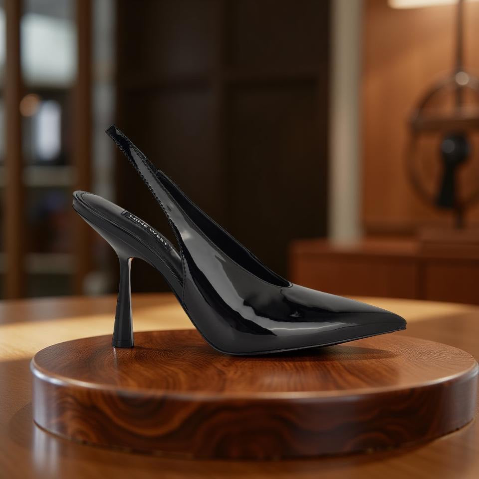 Nine West Patent Leather Pointed Slingbacks in Black