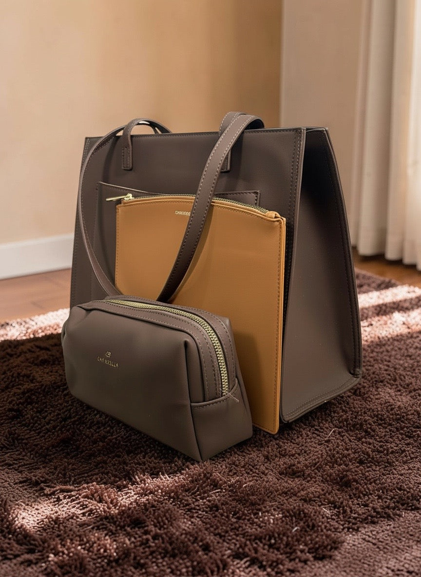 Chrisbella 3-in-1 Shoulder Bag in Coffee