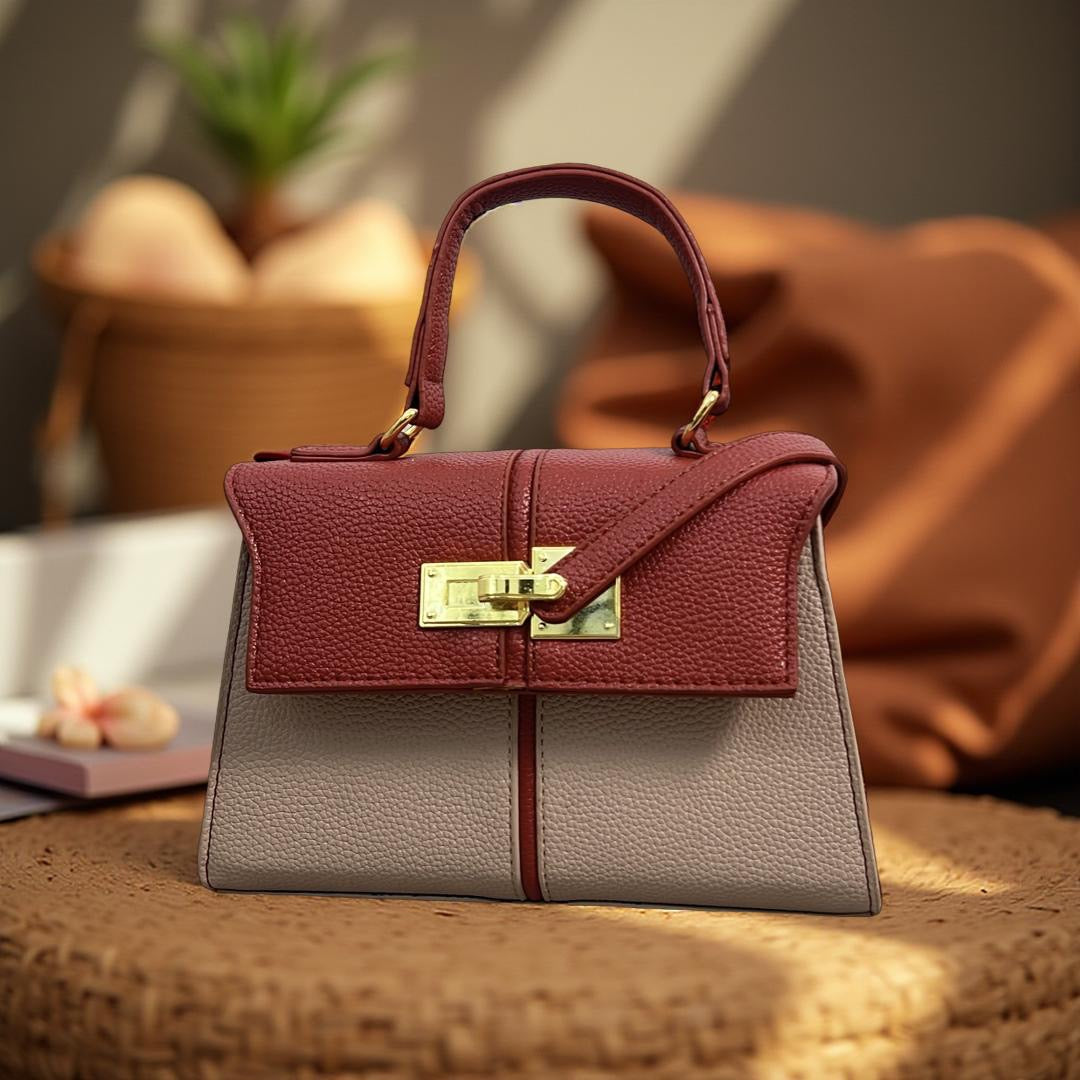 Classic Top Handle Mini Bag in Brown/Beige