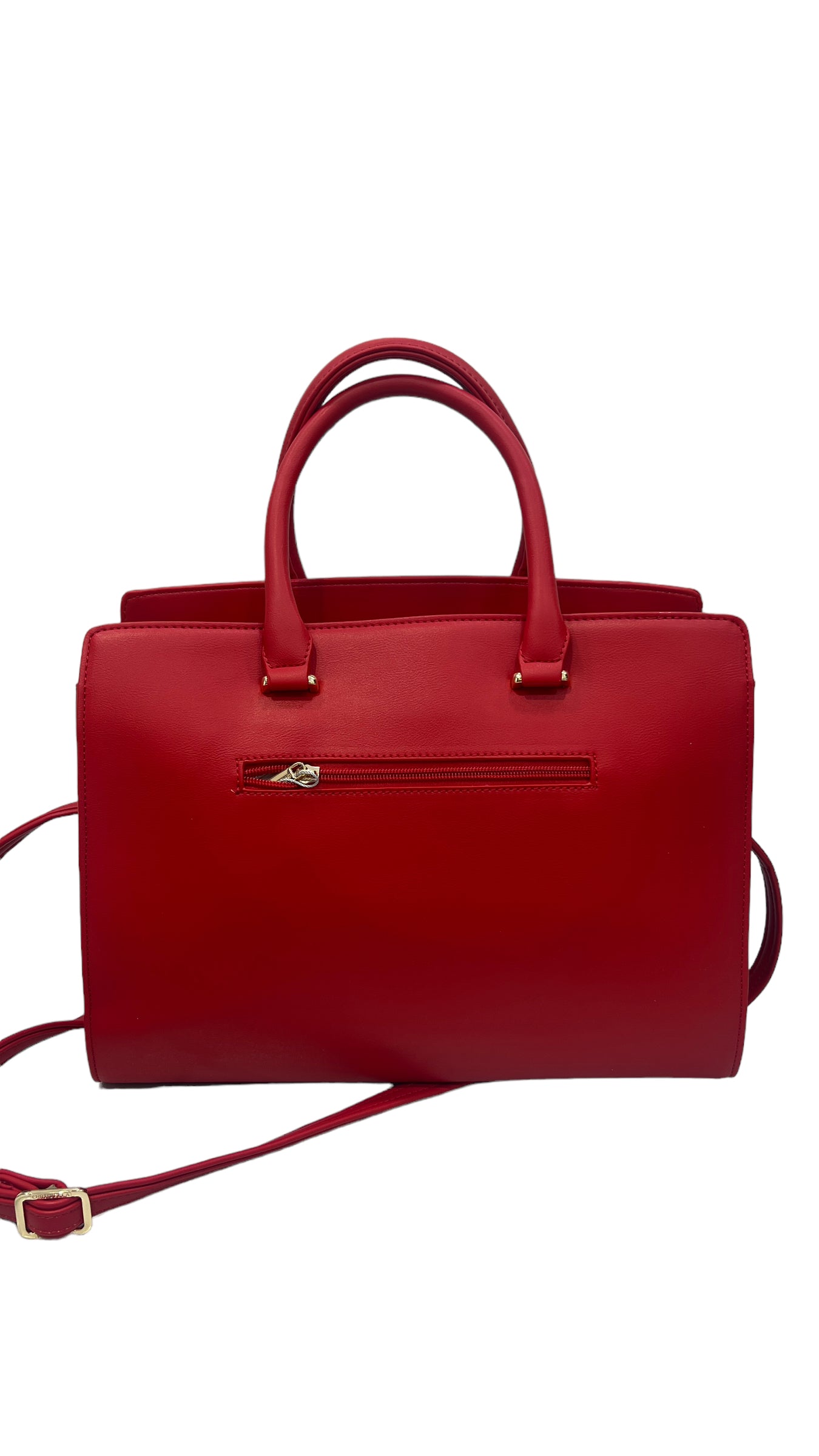 CHRISBELLA RED LARGE DOUBLE HANDLE STRUCTURED BAG