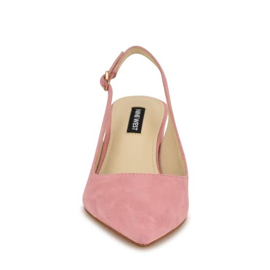 Nine West Suede Pointed Toe Block Heel Pump in Pink